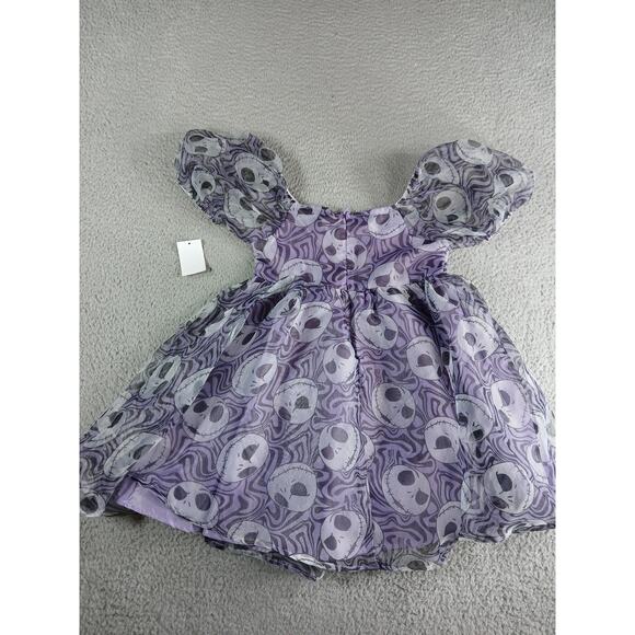 Disney Dress Jack Skellington Girls Medium Purple Kids Puff Sleeve Halloween NWT - Picture 6 of 8
